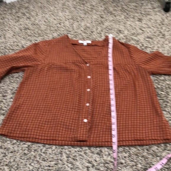 Madewell Veranda Bell Sleeve Windowpane Shirt Size Small Burnt Orange - Picture 8 of 9